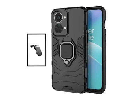 Kit Soporte Magnético L Safe Driving coche + Funda 3X1 Military Defender para OnePlus Nord 2T - Negro
