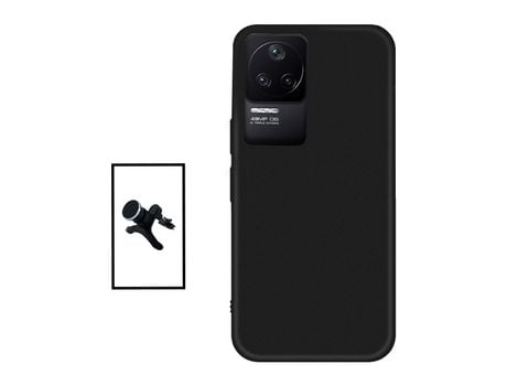 Kit Soporte Magnético reforzado de coche + Funda Silicona para Xiaomi Poco F4 - Negro