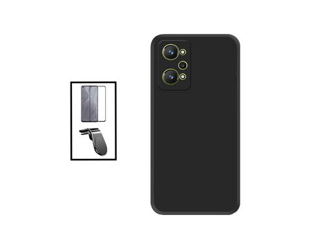 Kit Película de Cristal Templado GorilasGlass + Funda Protección Trasera Silicona + Soporte de Coche Magnético L para Realme GT2 - Negro