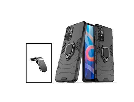 Kit Soporte de Coche Magnético L + Funda de Protección Militar Magnética para Xiaomi Redmi Note 11S 5G - Negro