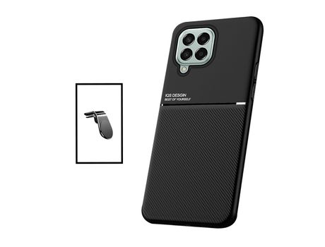 Kit Funda Trasera Magnética Anti Choque + Soporte de Coche Magnético L para Samsung Galaxy M53 - Negro