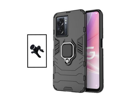 Kit Soporte Magnético de coche reforzado + Funda 3X1 Military Defender para Oppo A57 - Negro