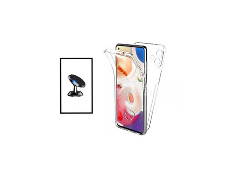 Kit Funda 3x1 360° Impact Protection + Soporte Magnético de coche para Realme 9i - Transparente/Blanco
