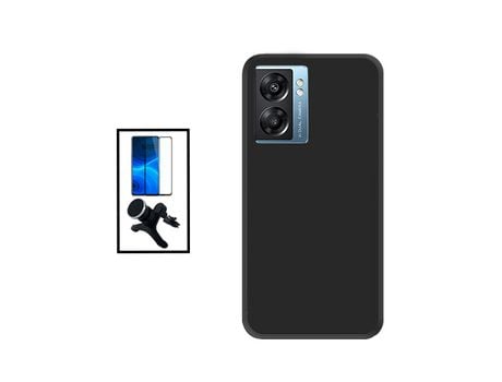 Kit Película de Cristal Templado 5D Full Cover + Funda Silicona + Soporte Magnético de coche reforzado para Oppo K10 5G - Negro