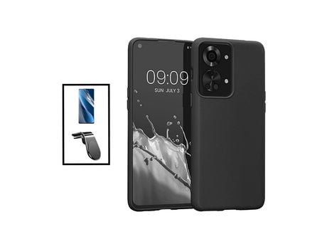 Kit Película Hydrogel Full Cover Frente + Funda Silicona + Soporte Magnético L Safe Driving coche para OnePlus Nord 2T - Negro