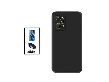 Kit Película Protectora de Hydrogel Frente + Funda Protección Trasera Silicona + Soporte Magnético para Realme GT2 - Negro