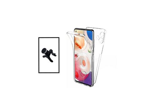 Kit Funda 360° Protección Frente y Verso + Soporte Magnético para Realme 9i - Transparente/Blanco