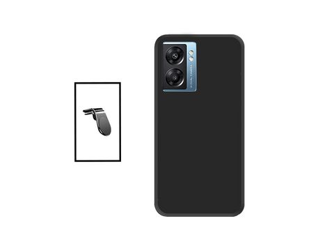 Kit Soporte de Coche Magnético L + Funda Protección Trasera Silicona para Oppo K10 5G - Negro