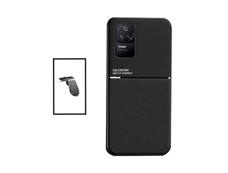 Kit Funda Trasera Magnética Anti Choque + Soporte de Coche Magnético L para Xiaomi Poco F4 - Negro