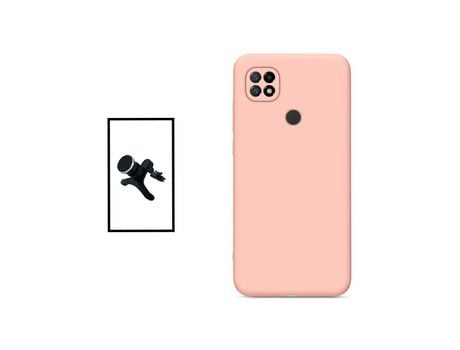 Kit Soporte Magnético reforzado de coche + Funda Silicona para Xiaomi Redmi 10 Power - Rosa
