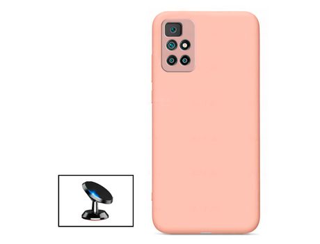 Kit Soporte Magnético de coche + Funda Silicona para Xiaomi Redmi Note 11S 5G - Rosa