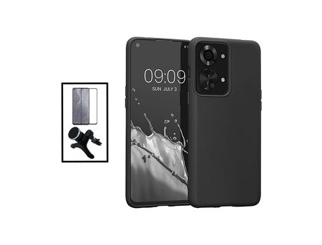 Kit Película de Cristal Templado GorilasGlass + Funda Protección Trasera Silicona + Soporte Magnético para OnePlus Nord 2T - Negro