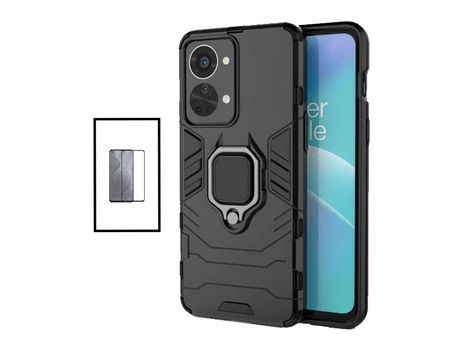 Kit Película de Cristal Templado 5D Full Cover + Funda 3X1 Military Defender para OnePlus Nord 2T - Negro