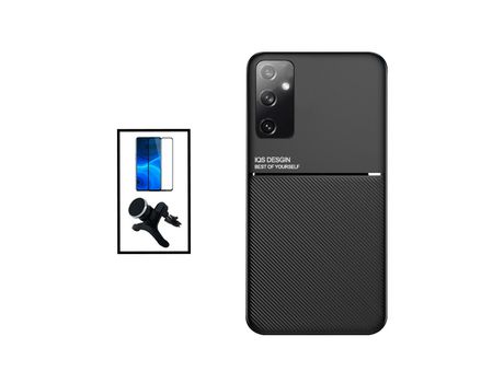 Kit Funda Magnetic Lux + 5D Full Cover + Soporte Magnético de coche reforzado para Samsung Galaxy M23 - Negro