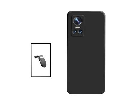 Kit Soporte Magnético L Safe Driving coche + Funda Silicona para Realme GT Neo 3 - Negro