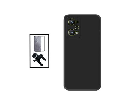 Kit Película de Cristal Templado GorilasGlass + Funda Protección Trasera Silicona + Soporte Magnético para Realme GT2 - Negro