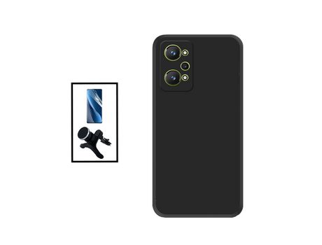 Kit Película Protectora de Hydrogel Frente + Funda Protección Trasera Silicona + Soporte Magnético para Realme GT2 - Negro