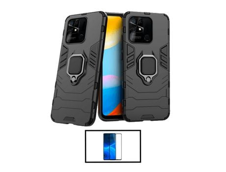 Kit Película de Cristal Templado GorilasGlass + Funda de Protección Militar Magnética para Xiaomi Redmi 10 Power - Negro