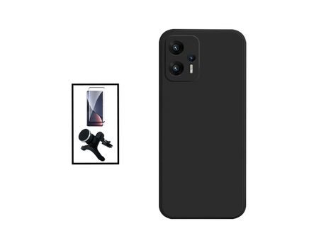 Kit Película de Cristal Templado GorilasGlass + Funda Protección Trasera Silicona + Soporte Magnético para Xiaomi Redmi Note 11T Pro - Negro