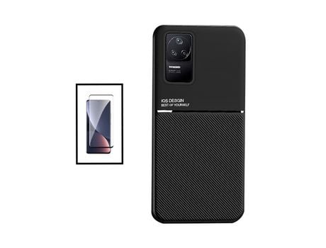 Kit Funda Trasera Magnética Anti Choque + Película de Cristal Templado GorilasGlass para Xiaomi Poco F4 5G - Negro