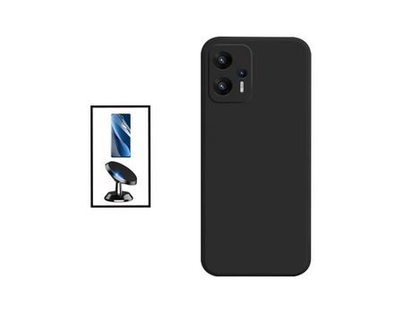 Kit Película Protectora de Hydrogel Frente + Funda Protección Trasera Silicona + Soporte Magnético para Xiaomi Redmi Note 11T Pro - Negro