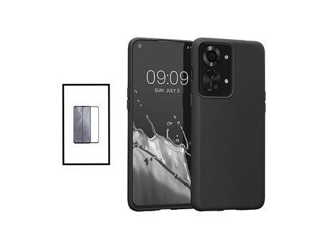 Kit Película de Cristal Templado GorilasGlass + Funda Protección Trasera Silicona para OnePlus Nord 2T - Negro