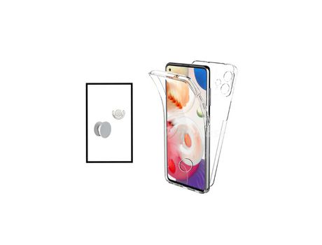 Kit Funda 360° Protección Frente y Verso + 1 HandHolder + 1 Soporte HandHolder Blanco para Realme 9i - Transparente/Blanco
