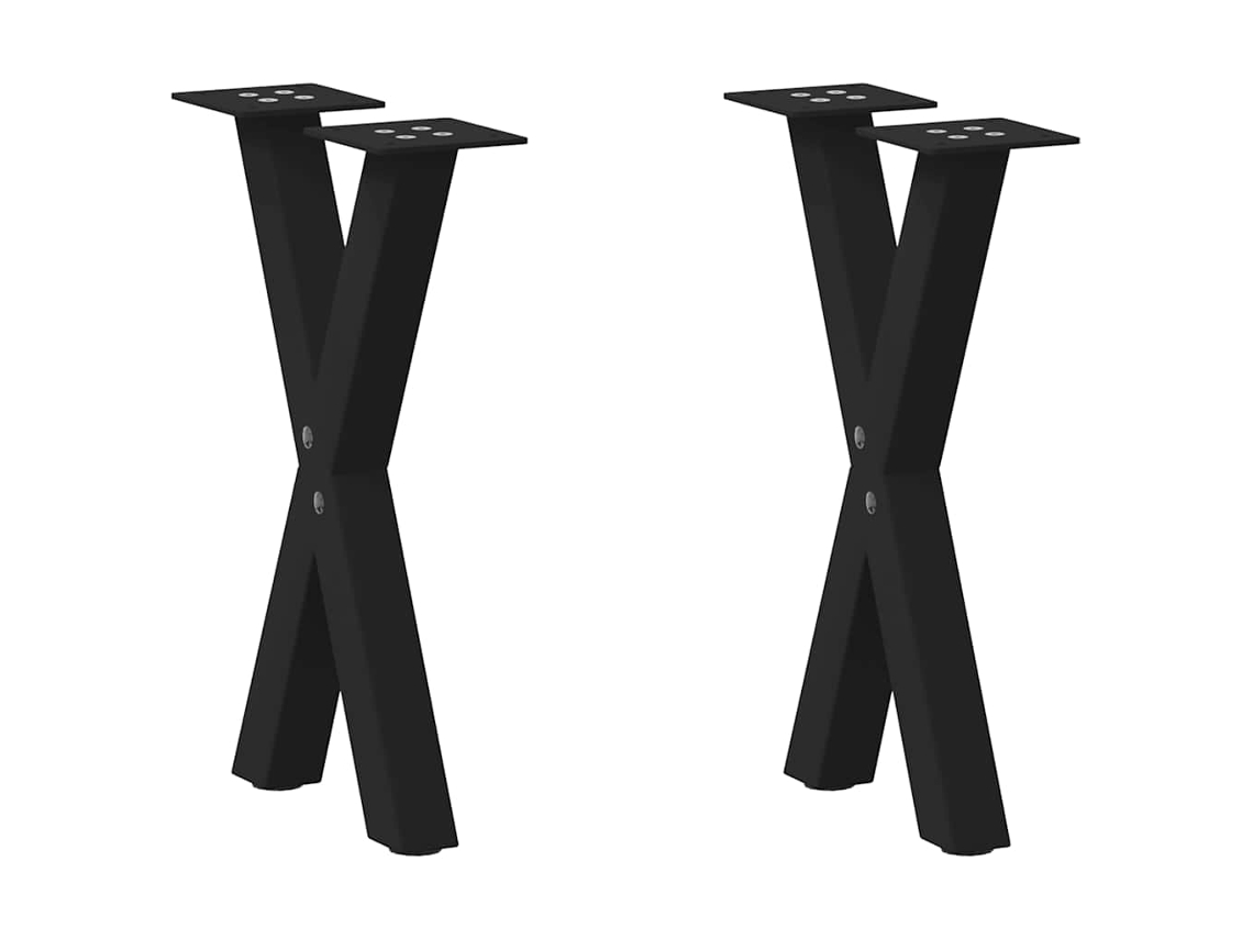 Patas De Mesa De Centro Forma X 2uds Acero Negro 38x(42-43) Cm