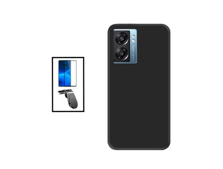 Kit Película de Cristal Templado GorilasGlass + Funda Protección Trasera Silicona + Soporte de Coche Magnético L para Oppo K10 5G - Negro