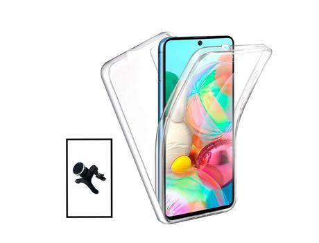 Kit Funda 3x1 360° Impact Protection + Soporte Magnético de coche reforzado para Oppo A36 - Transparente/Blanco