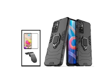 Kit Película de Cristal Templado GorilasGlass + Funda de Protección Militar Magnética + Soporte de Coche Magnético L para Xiaomi Redmi Note 11S 5G ...
