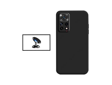 Kit Soporte Magnético + Funda Protección Trasera Silicona para Xiaomi Redmi Note 11S 5G - Negro