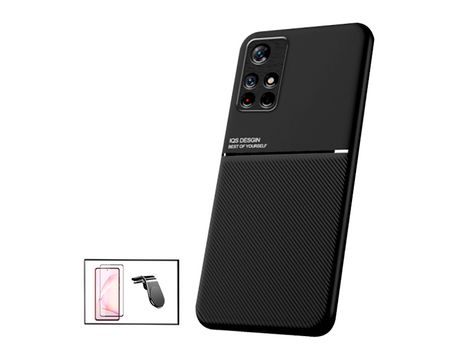 Kit Funda Trasera Magnética Anti Choque + Película de Cristal Templado GorilasGlass + Soporte de Coche Magnético L para Xiaomi Redmi Note 11S 5G - ...