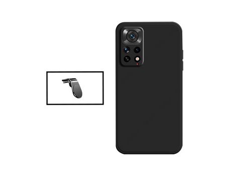 Kit Soporte de Coche Magnético L + Funda Protección Trasera Silicona para Xiaomi Redmi Note 11S 5G - Negro