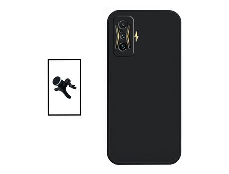 Kit Soporte Magnético reforzado de coche + Funda Silicona para Xiaomi Poco F4 GT - Negro