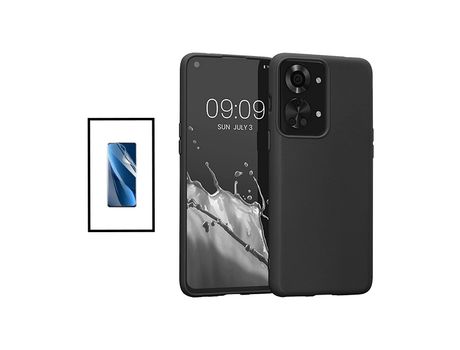 Kit Película Hydrogel Full Cover Frente + Funda Silicone Líquido para OnePlus Nord 2T - Negro