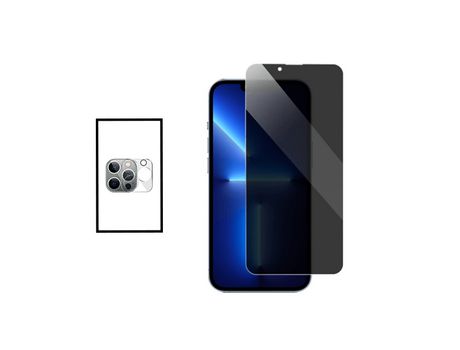 Kit Protector Cámara Trasera + Cristal Templado CeramicGlass Anti-Spy Full Cover para Apple iPhone 13 Pro Max - Transparente/Negro