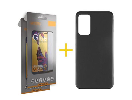 Pack 2 X Película de Cristal Templado Full + Funda Accetel por Xiaomi Mi 10T Pro Silicona Liso Negro