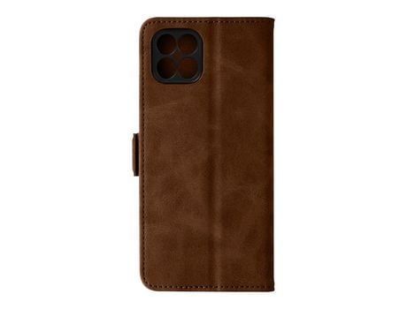 Funda de cartera para Honor X8 con doble función de lengüeta magnética, marrón