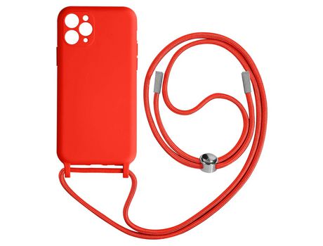 Funda Cordón para iPhone Pro Max Semirrígida Collar Bandolera 80cm rojo