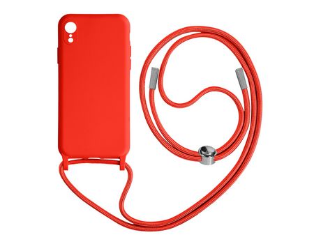Funda Cordón para iPhone Pro Max Semirrígida Collar Bandolera 80cm rojo
