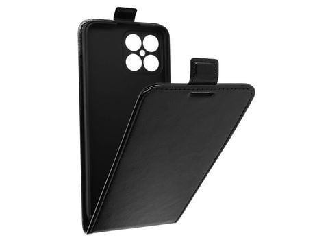 Funda vertical solapa para Honor X8 con tarjetero efecto piel de caballo, Negro