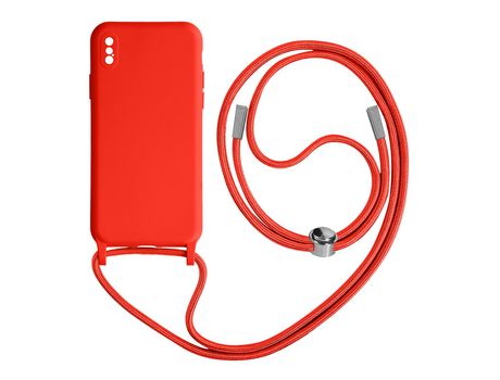 Funda Cordón para iPhone Pro Max Semirrígida Collar Bandolera 80cm rojo