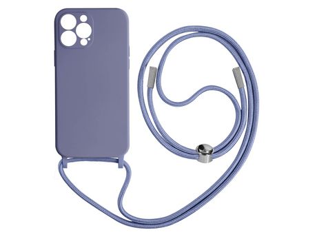 Funda Cordón para iPhone Pro Max Semirrígida Collar Bandolera 80cm lila