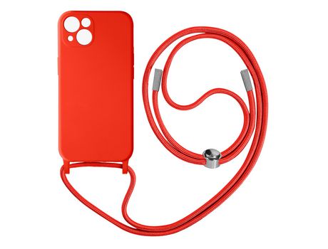 Funda Cordón para iPhone Pro Max Semirrígida Collar Bandolera 80cm rojo