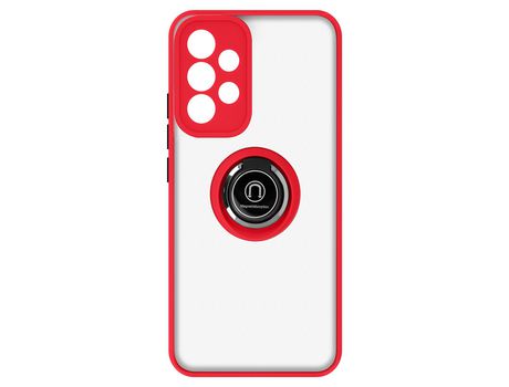 Funda bimaterial para Samsung Galaxy A53 5G con anillo metálico soporte Rojo