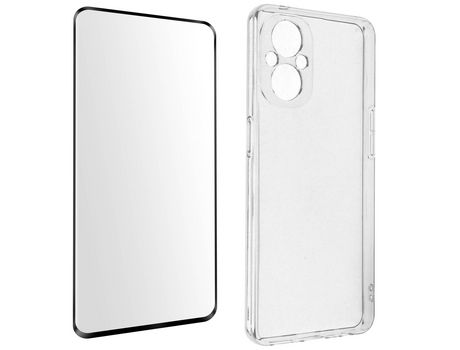 FundaOppo Reno 8 Lite 5G y G82 suave en silicona Cristal templado 9H Negro