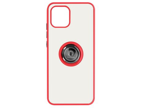 Funda bimaterial para Samsung Galaxy A03 con anillo metálico portavideos Rojo