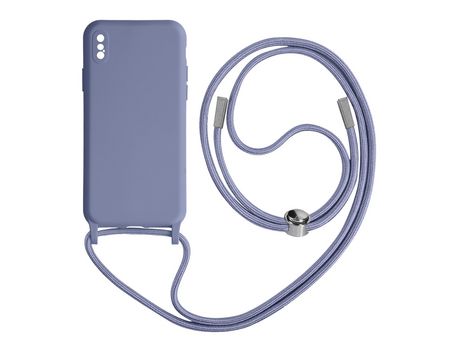 Funda Cordón para iPhone Pro Max Semirrígida Collar Bandolera 80cm lila