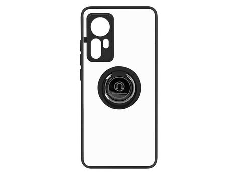 Funda bimaterial para Xiaomi 12 Pro con anillo metálico portavideos Negro